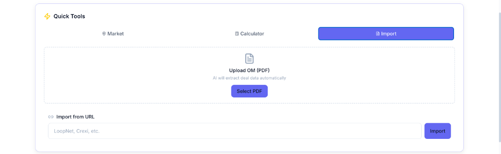 AI Import - Upload OM and auto-extract data