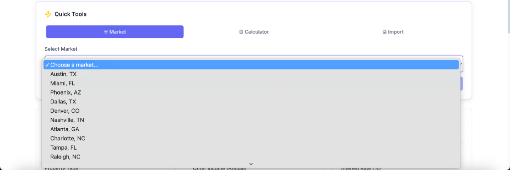 Market selection - Austin, Miami, Phoenix, Dallas